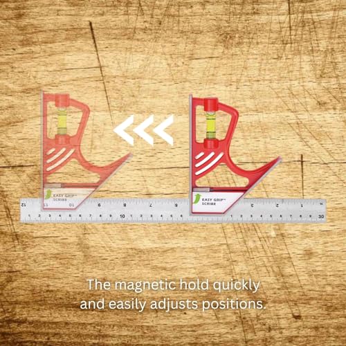 Kapro - 325M Magnetic Lock Combination Square - with 5 Finely Milled Sides - Features Stainless Steel Scribe, Easy to Read Vial + Belt Holster - Includes Centimeters and Inches - 12” - Image 5