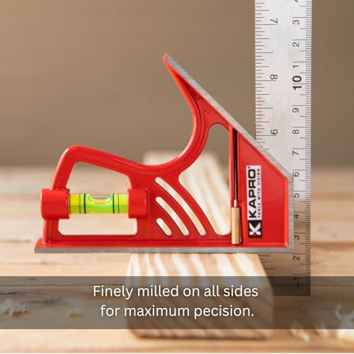 Kapro - 325M Magnetic Lock Combination Square - with 5 Finely Milled Sides - Features Stainless Steel Scribe, Easy to Read Vial + Belt Holster - Includes Centimeters and Inches - 12” - Image 4