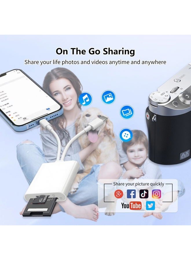 MaxRenard SD Card Reader for iPhone iPad, Dual USB C & Micro USB Camera Adapter, Memory Card Reader for Digital Camera to iPhone/MacBook/USB C Devices, Support SD/TF/Sim Card Plug & Play - Image 5