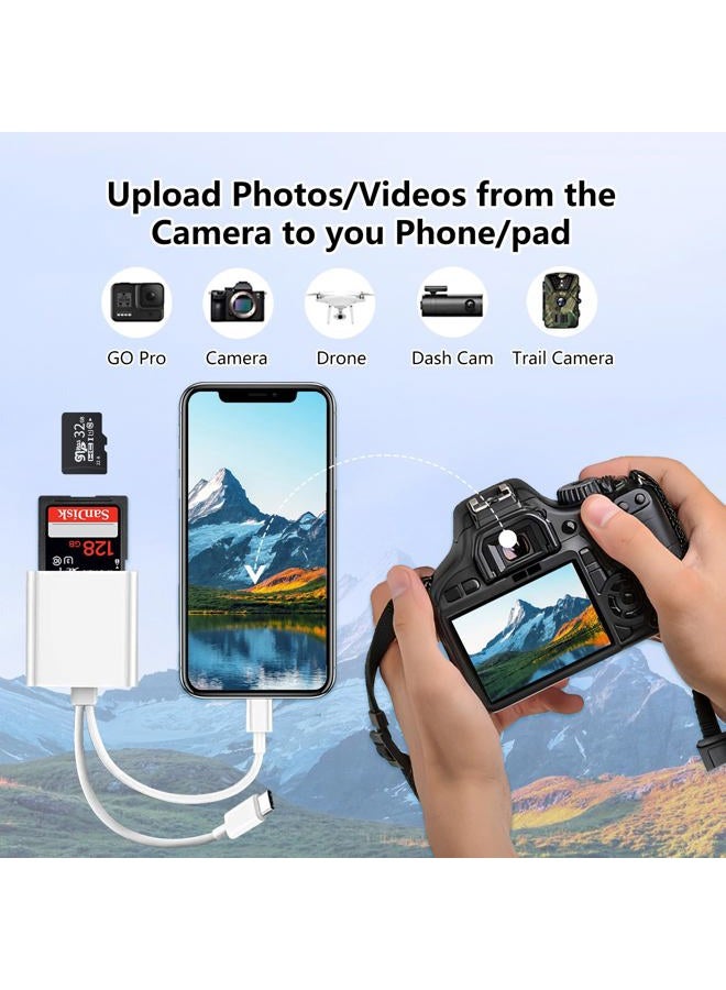 MaxRenard SD Card Reader for iPhone iPad, Dual USB C & Micro USB Camera Adapter, Memory Card Reader for Digital Camera to iPhone/MacBook/USB C Devices, Support SD/TF/Sim Card Plug & Play - Image 4