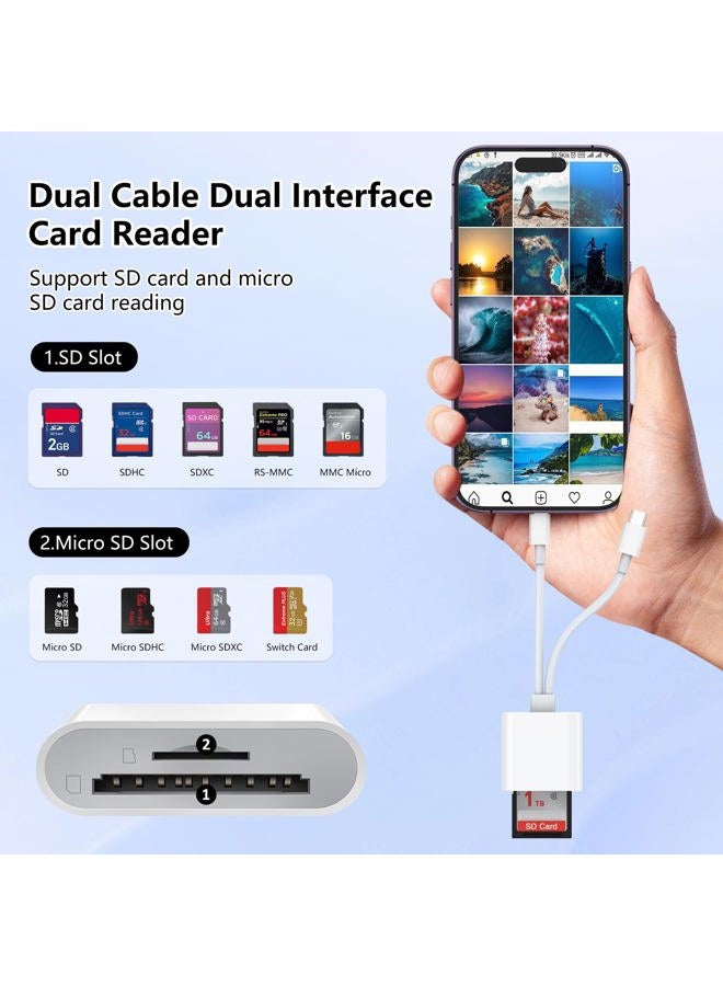 MaxRenard SD Card Reader for iPhone iPad, Dual USB C & Micro USB Camera Adapter, Memory Card Reader for Digital Camera to iPhone/MacBook/USB C Devices, Support SD/TF/Sim Card Plug & Play - Image 2