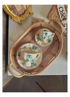 Qahwa Coffee cup with saucer decorated with elegant flowers made of ceramic  - Image 2