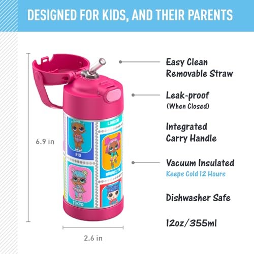 THERMOS FUNTAINER Water Bottle with Straw - 12 Ounce - Kids Stainless Steel Vacuum Insulated Water Bottle with Lid, L.O.L Surprise - Image 2