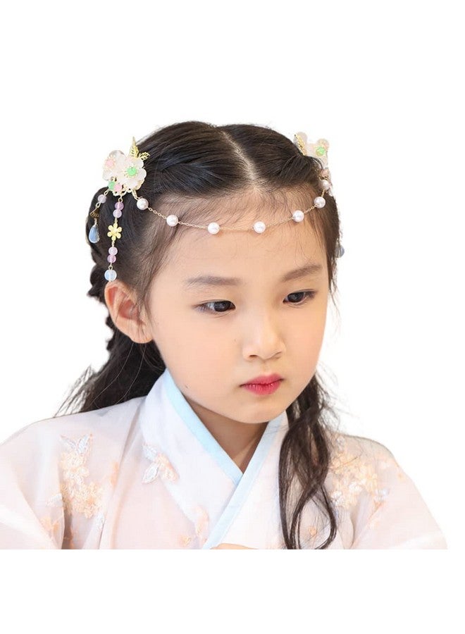 Cntqiang Chinese Style Children'S Tassel Forehead Head Chain Sweet Retro Flower Hairpin Princess Hanfu Accessories Hair Clips Headband For Girls - Image 1