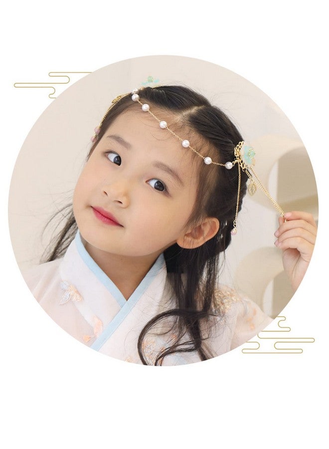 Cntqiang Chinese Style Children'S Tassel Forehead Head Chain Sweet Retro Flower Hairpin Princess Hanfu Accessories Hair Clips Headband For Girls - Image 4