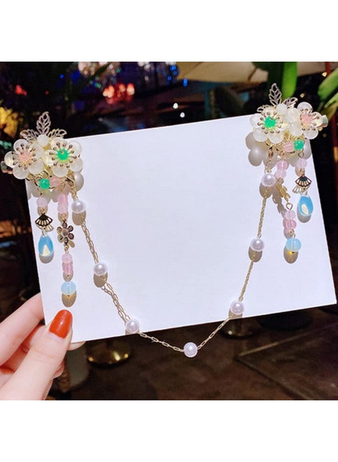 Cntqiang Chinese Style Children'S Tassel Forehead Head Chain Sweet Retro Flower Hairpin Princess Hanfu Accessories Hair Clips Headband For Girls - Image 3