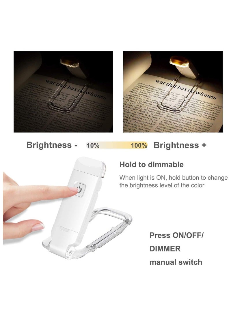 Generic - USB Rechargeable Book Reading Light, Warm White + Daylight, LED Eye Care Clip on Book Light for Reading in Bed (White) - Image 1