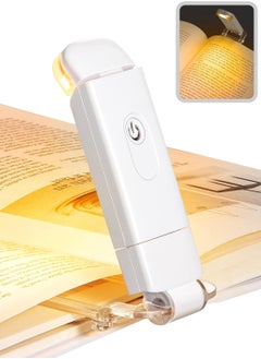 USB Rechargeable Book Reading Light, Warm White + Daylight, LED Eye Care Clip on Book Light for Reading in Bed (White)