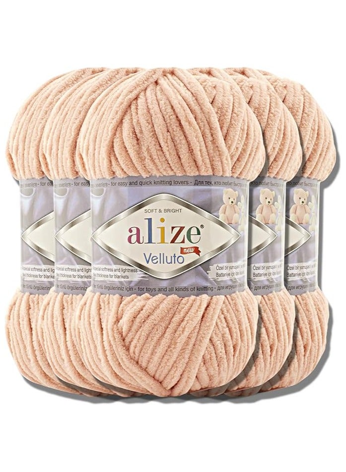 Alize Alize Soft Chenille Veloto Turkish Baby Yarn, Extra Bulky, Hand Knitting and Crochet Yarn, XXL Ball Size, 100g, Set of 5 (Pink, 866)