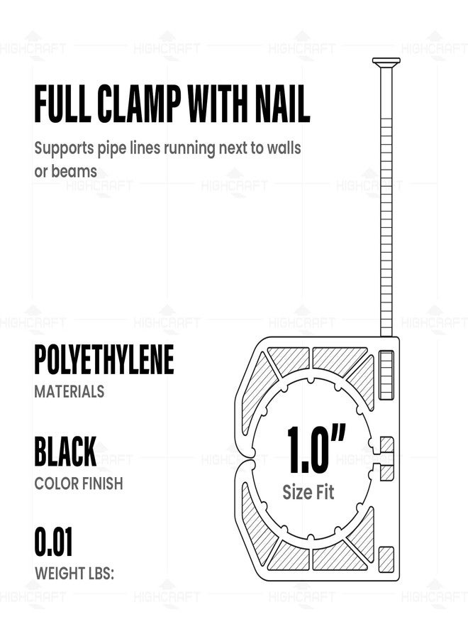 HIGHCRAFT PEX Support Full Clamp with Nail 1 in. Polyethylene (50 Pack), Black - Image 3