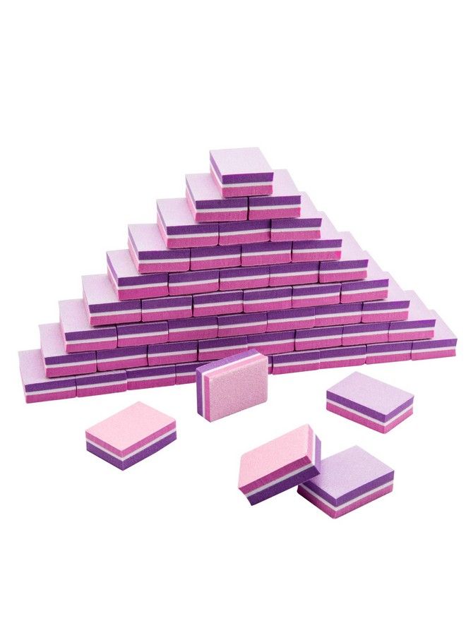 CGBE Mini Nail Buffer Block 180100 Grit Sponge Nail Polish Sanding Buffer Strips Nail File Blocks Manicure Tools 50Pcs (Pinkpurple) - Image 2