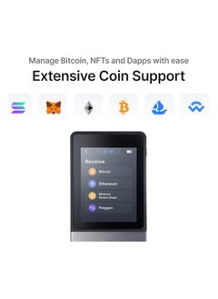 سکیو اکس سيكوإكس نيو إكس محفظة للعملات الرقمية مع شاشة تعمل باللمس سهلة الاستخدام، بلوتوث و USB-C، إدارة البيتكوين، الإيثريوم، الرموز غير القابلة للاستبدال (NFTs)، الرموز والعملات الرقمية مع أمان بنظام عدم الثقة وواجهة مستخدم سهلة.  - Image 2