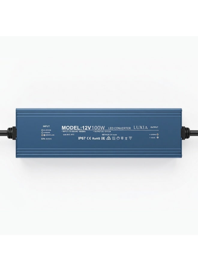 100W LED Power Supply – IP67 Waterproof 12V DC LED Driver, 220V AC to 12V DC Transformer Adapter for LED Signage and Lighting Applications - Image 1