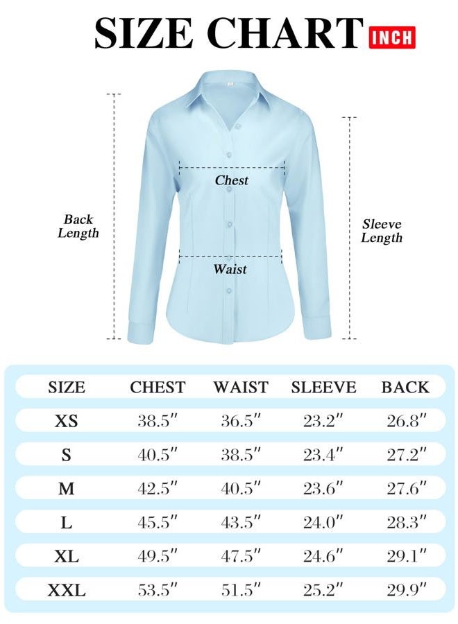 CUNLIN Womens Cotton Button Down Shirts for Women Fitted Long Sleeve Formal Dress Shirt Work Blouses Tops, Pink, L - Image 5