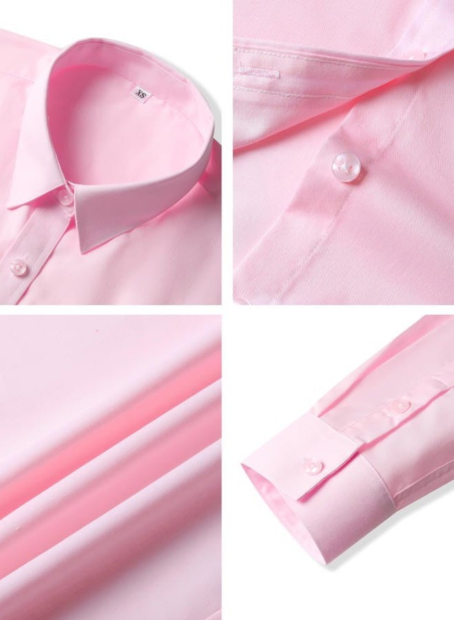 CUNLIN Womens Cotton Button Down Shirts for Women Fitted Long Sleeve Formal Dress Shirt Work Blouses Tops, Pink, L - Image 4