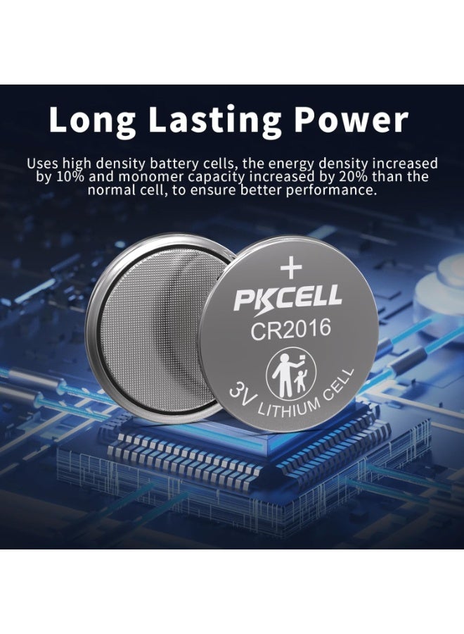 PKCELL 10 Pack CR2016 Battery CR2016 3V Lithium Battery for Car Remote Control,Watch Batteries Replacement - Image 5