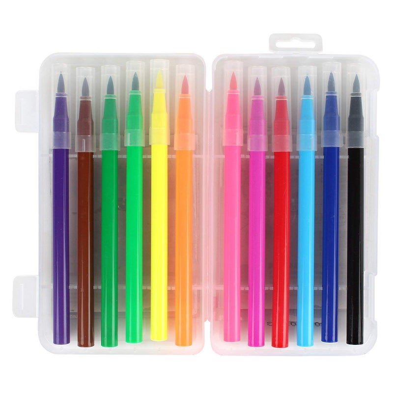 THE ART BOX The Art Box 12 Color Premium Watercolor Painting Brush Marker Pens Set Soft Flexible Tip Create Watercolor Effect - Image 1