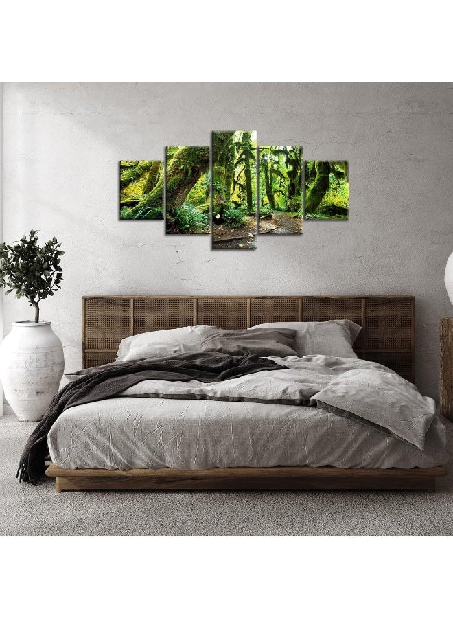 Home Trove Artbrush Tower Olympic National Forest Wall Art Rainforest Scenery Wall Decor Washington Picture Canvas Print Jungle Poster Painting Framed Living Room Bedroom Decoration Ready To Hang(60''Wx32''H) - Image 2