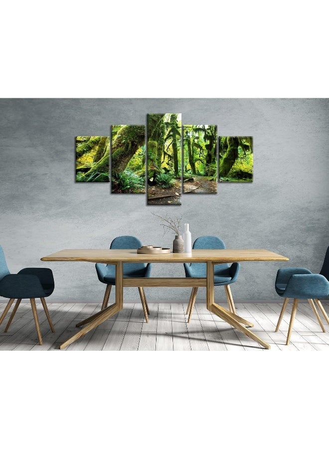 Home Trove Artbrush Tower Olympic National Forest Wall Art Rainforest Scenery Wall Decor Washington Picture Canvas Print Jungle Poster Painting Framed Living Room Bedroom Decoration Ready To Hang(60''Wx32''H) - Image 3