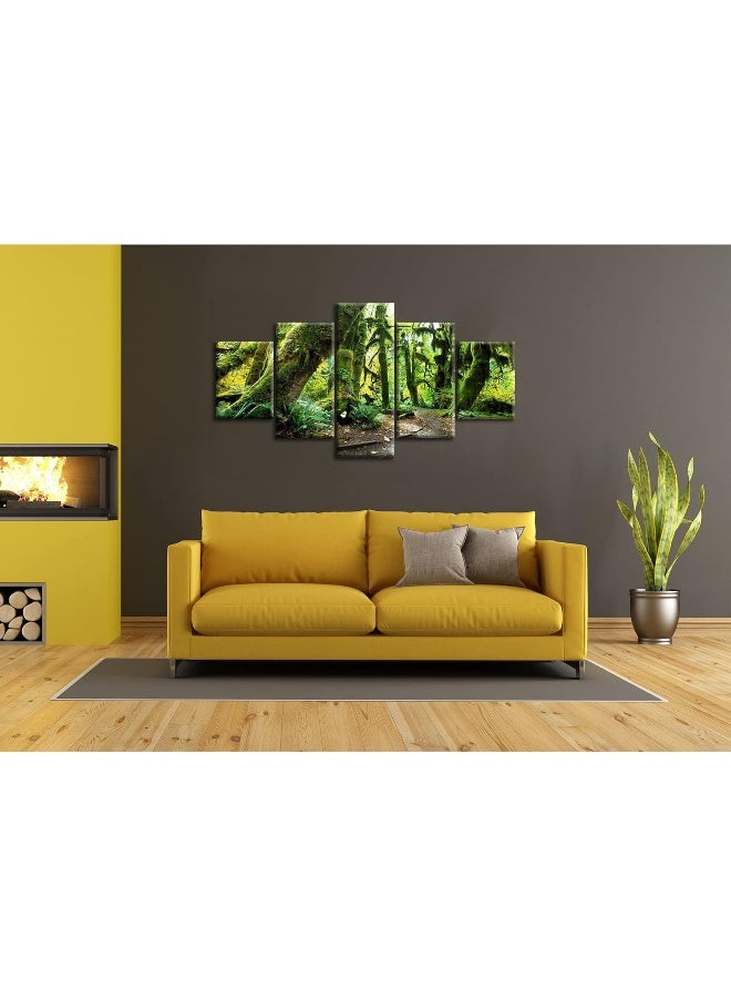 Home Trove Artbrush Tower Olympic National Forest Wall Art Rainforest Scenery Wall Decor Washington Picture Canvas Print Jungle Poster Painting Framed Living Room Bedroom Decoration Ready To Hang(60''Wx32''H) - Image 4
