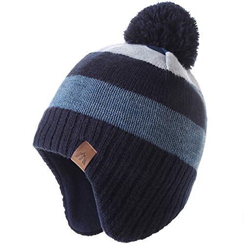 AHAHA Boys Winter Hat Baby Beanies with Earflap Upgrade Fleece-Lined Skiing Toddler Hat - Image 1