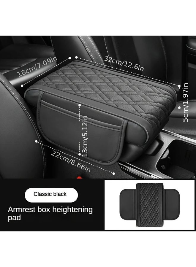 Black Red Edge Car Cushion Armrest Cover Phone Storage Pocket Protective - Image 4