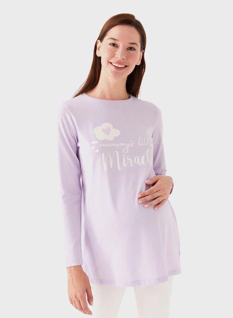 LC WAIKIKI Round Neck Graphic Tunic