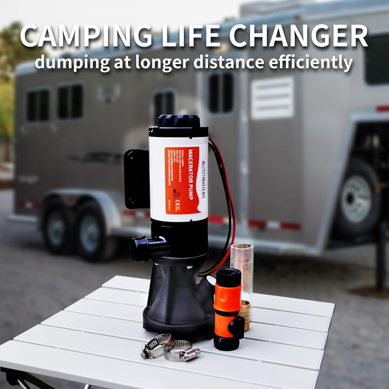 AUTOMATTERS RV Macerator Pump 12V DC for Trailer Waste Water Dumping - Portable and Quick Release Waste Pump for Marine/RV/Campers - Image 2