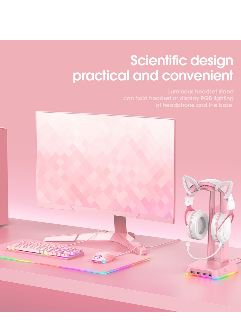 أونيكوما - ستاند سماعة رأس أونكوما RGB مع 3 منافذ USB 2.0 ومنفذ 3.5 ملم - Image 1