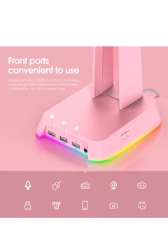 أونيكوما ستاند سماعة رأس أونكوما RGB مع 3 منافذ USB 2.0 ومنفذ 3.5 ملم  - Image 5