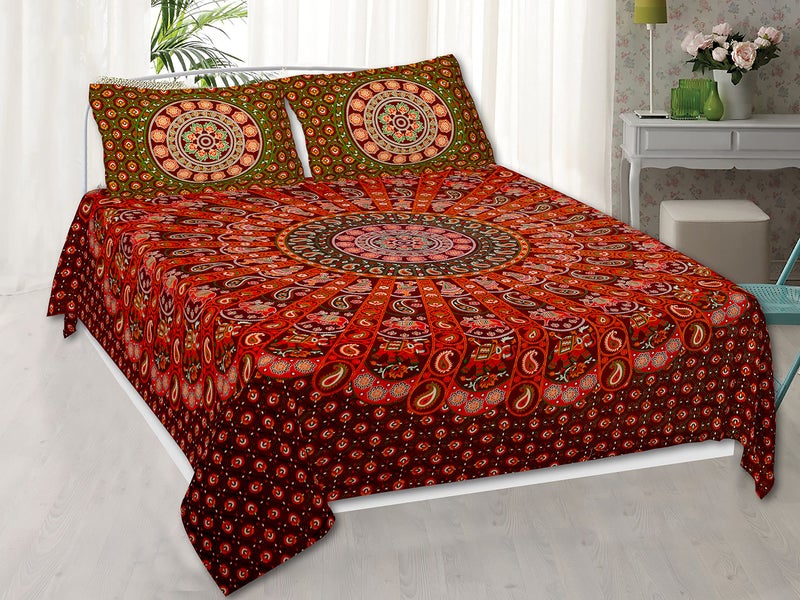 Braise Premium Barmeri Print | King Size | 100% Pure Cotton | Double Bedsheet with 2 Pillow Covers (Maroon, Design 3) - Image 5