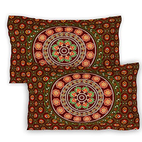 Braise Premium Barmeri Print | King Size | 100% Pure Cotton | Double Bedsheet with 2 Pillow Covers (Maroon, Design 3) - Image 4