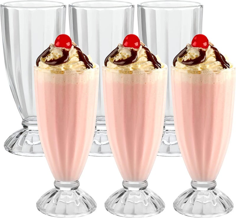 NVRA Italian Premium Falooda Glasses Set of 4 Transparent 360ml Drinking Water Glass Stylish and Crystal Highball Glasses for Juice Milk Shake Ice Cream Milkshake Faluda Smoothie Cocktails - Image 2