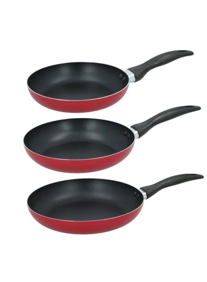 Olympia Red Series Non-Stick Cookware – 3 Frypans + Nylon Spatula - Image 2