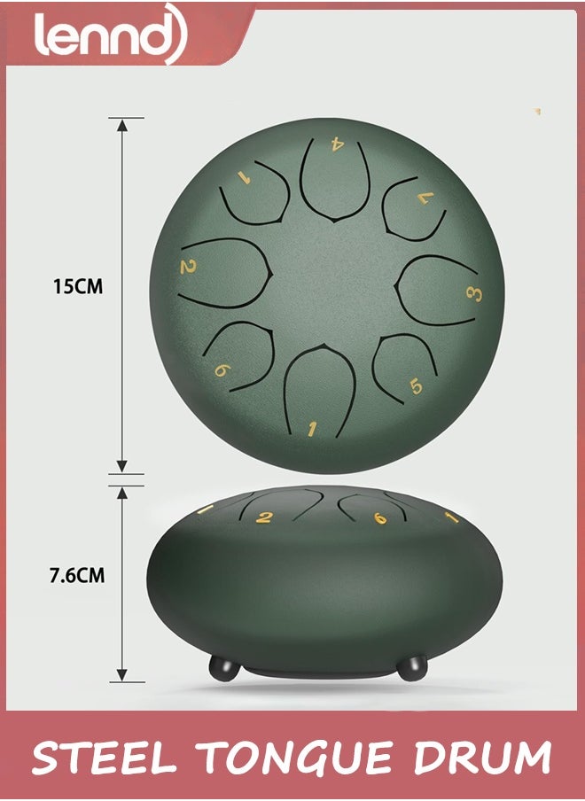 LENND Steel Tongue Drum, 6 Inches 8 Notes Rain Drums for Outside Garden, Rain Chime Hand pan with Music Book, Mallets, Musical Instrument for Adult Kid Gift (Green, 6 Inches)  - Image 3