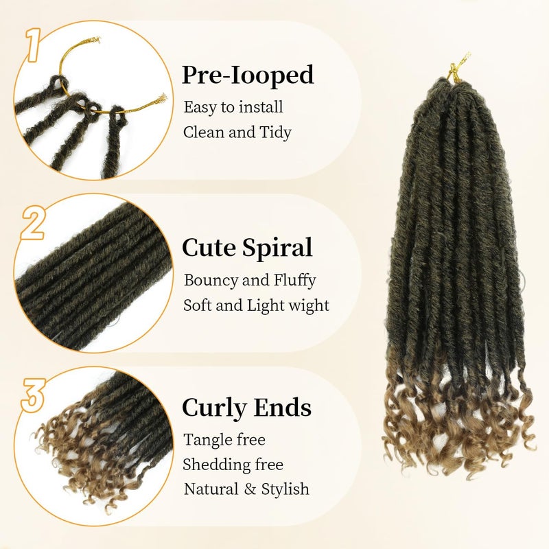 MODERN QUEEN Goddess Locs Crochet Hair 6 Packs, 12 Inch Straight Faux Locs Crochet Braids, Pre-Looped Curly Soft Synthetic Ombre Braiding Hair Extensions for Black Women(12 Inch, 6 Packs, 1B/27#) - Image 3