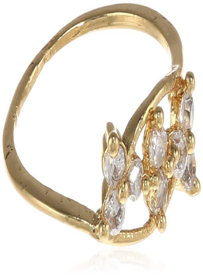 Estele Metal Brass 24k Gold Plated Studded with American Diamonds Ring for Women - Image 1