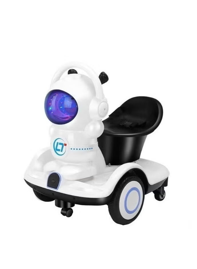 تشالنجر Electric scooter for kids, 6 volts, combines fun riding, modern design, safety features, and interactive elements all in one attractive product for children. This space-themed kids' scooter comes with an astronaut-inspired design, hand control, remote control, music, LED lights, forward and backward movement, a safety belt, and 6 fixed wheels, making it a great choice for parents looking for an electric scooter for kids, a ride-on toy, a space-themed scooter, or a battery-operated toy for boys and girls. The dual control system gives the child the chance to enjoy manual driving, while parents can take control with the remote when needed, offering extra safety and convenience during play, especially for younger children. The forward and backward buttons make it easy to learn to drive, while hand steering provides a more interactive play experience. So it's perfect for anyone looking for a kids' scooter with remote control, a ride-on toy with parental control, an easy-to-learn electric s - Image 3