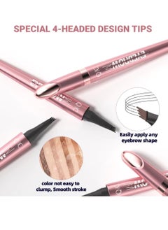 QIC 4 Tip Eyebrow Pen Smudge Proof Eyebrow Pencil with 4 Tip Microblade Eyebrow Pen Long Lasting 4 Tip Claws Liquid Waterproof Eyebrow Pencil Natural Eyebrow Pencil Black 04  - Image 4