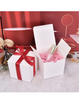 Gift Boxes, Gradient Gift Box with Lid Recycled Kraft Paper Favor Boxes Bridesmaid Proposal Boxes Christmas Gift Box for Bridesmaids Proposal, Crafting, Cupcake, Wedding (25 pcs, 8 * 8 * 8 cm,White) - view 2