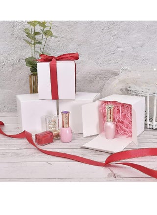 Gift Boxes, Gradient Gift Box with Lid Recycled Kraft Paper Favor Boxes Bridesmaid Proposal Boxes Christmas Gift Box for Bridesmaids Proposal, Crafting, Cupcake, Wedding (25 pcs, 8 * 8 * 8 cm,White) - view 3