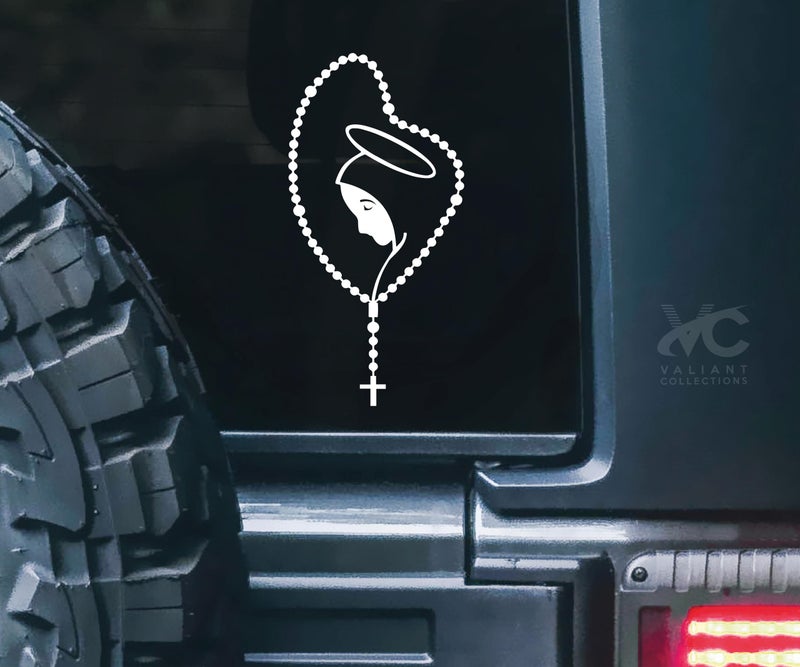 VALIANT COLLECTIONS Mary Rosary Decal Stickers Indoor Outdoor Decals Use for Car Truck Tablet Tumbler Cell Phone Cars Window Religious Holy Rosary Sticker Decal VC465 - Image 3