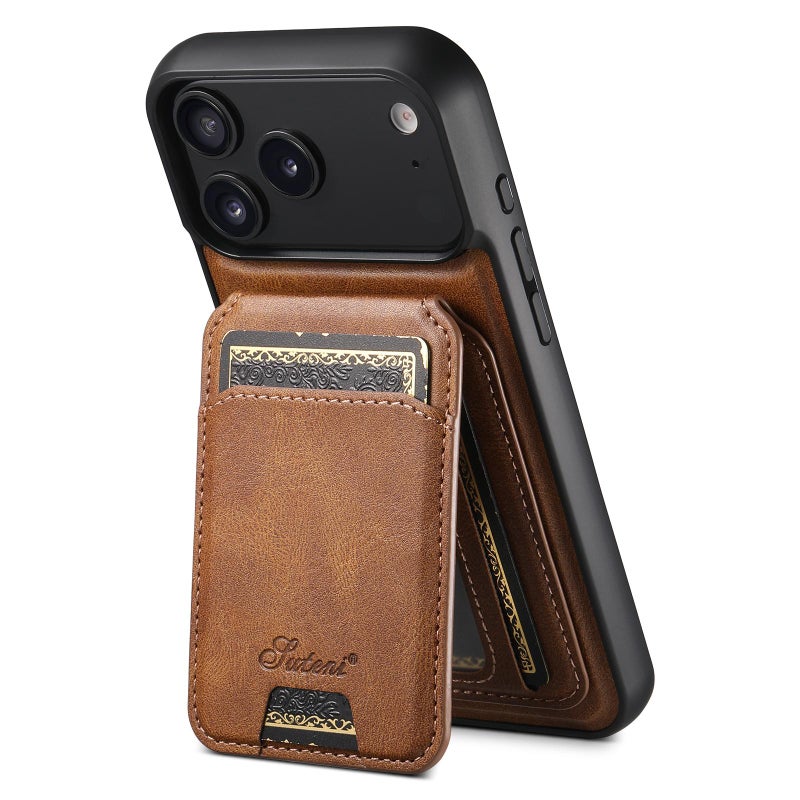 Suteni For Iphone 17 Pro H15 Magsafe Oil Eax Leather Detachable Wallet Back Phone Case(Brown) - Image 1