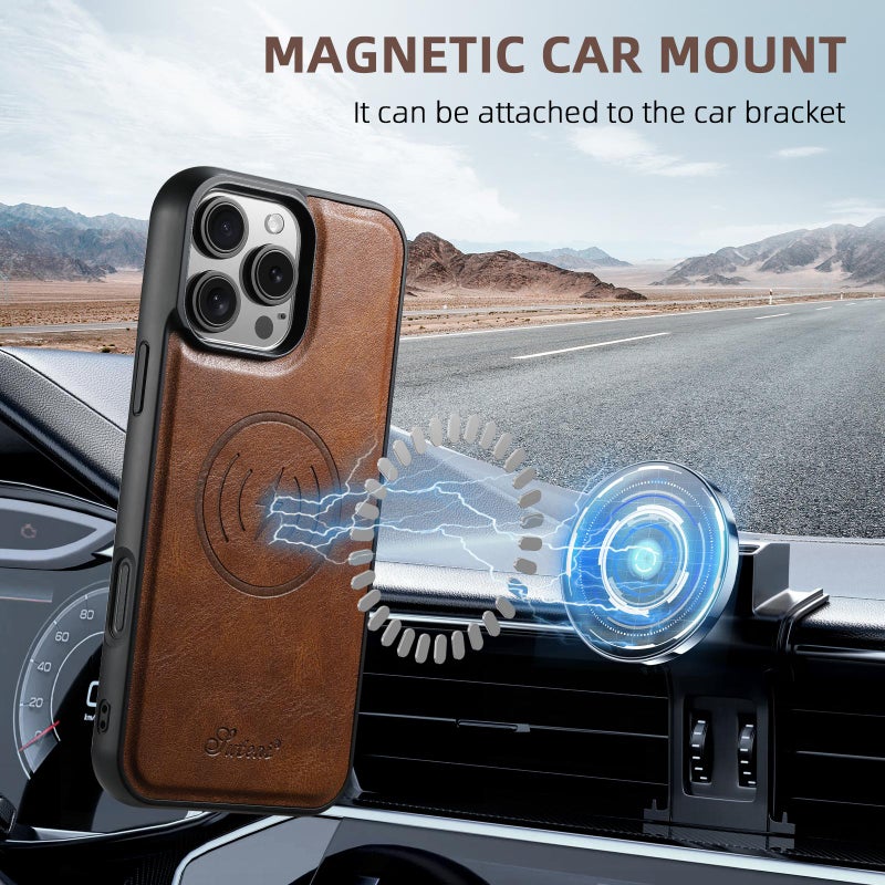 Suteni For Iphone 17 Pro H15 Magsafe Oil Eax Leather Detachable Wallet Back Phone Case(Brown) - Image 3