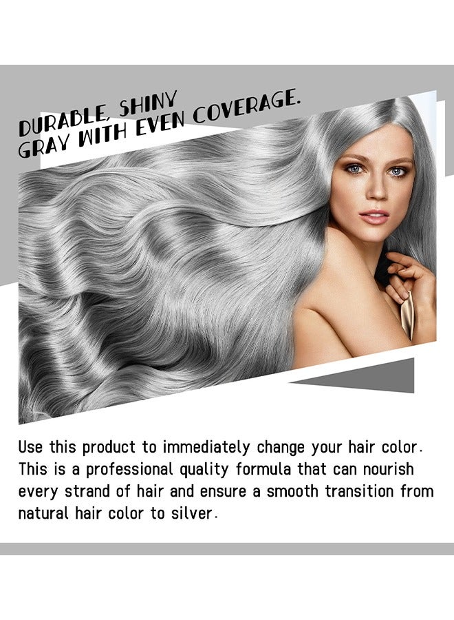 EELHOE Silver Gray Natural Hair Dye Cream, Hair Dye Light Gray Silver Color Cream, Gray Silver Color Cream, Grey Permanent Hair Dye, Silver Gray Natural Hair Color Cream, Silver Hair Dye, 100ML - Image 4