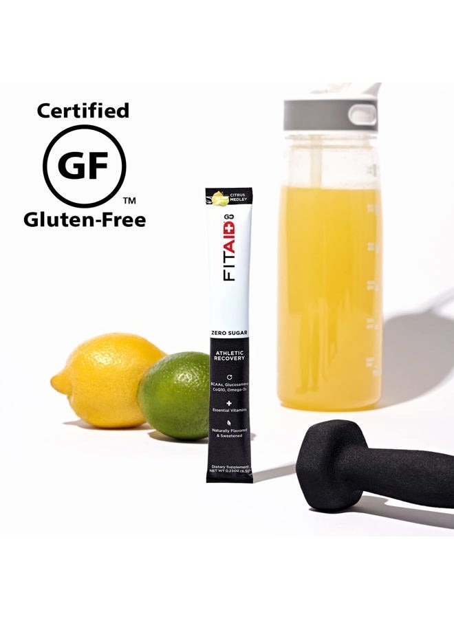 LIFEAID FITAID GO ZERO SUGAR Recovery Hydration Packet, W/ BCAAs, Glucosamine, Electrolytes, Omega-3s, 100% Clean, Keto-friendly, Vegan & Gluten-Free, 5 calories, Naturally Sweetened, 14 pack  - Image 5