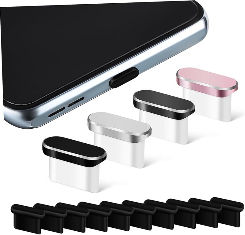 14 قطعة من سدادات الغبار السوداء منفذ USB-C، أغطية حماية منفذ شاحن الهاتف من النوع C - Image 2