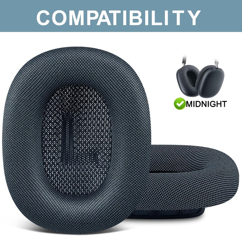 SOPROM Upgraded Ear Pads Replacement for Airpods Max Over-Ear Headphones, Earpads Cushions with Durable Mesh Fabric, Softer Foam, Noise Isolation and Sweatproof - Elite Black - Image 2