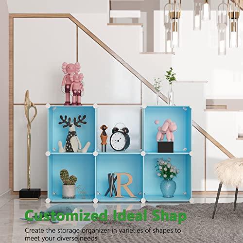 C&AHOME Cube Storage Organizer, 6-Cube Shelves Units, Closet Cabinet, DIY Plastic Modular Book Shelf, Ideal for Bedroom, Living Room, Office, 36.6" L x 12.4" W x 36.6" H Blue UPCS06L - Image 4