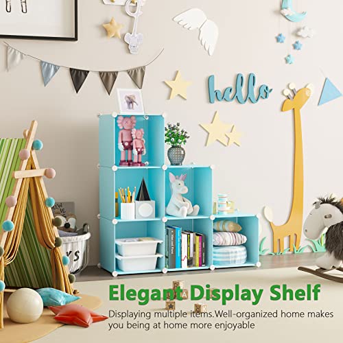 C&AHOME Cube Storage Organizer, 6-Cube Shelves Units, Closet Cabinet, DIY Plastic Modular Book Shelf, Ideal for Bedroom, Living Room, Office, 36.6" L x 12.4" W x 36.6" H Blue UPCS06L - Image 2